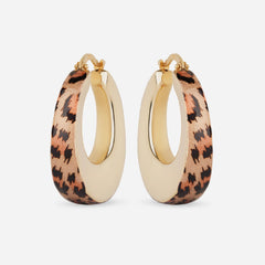 Leopard Trim Statement Hoop Earrings