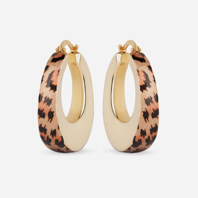 Leopard Trim Statement Hoop Earrings