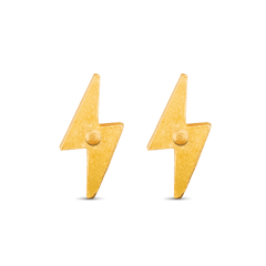 Lightning Bolt Stud Earrings - Gold 24k