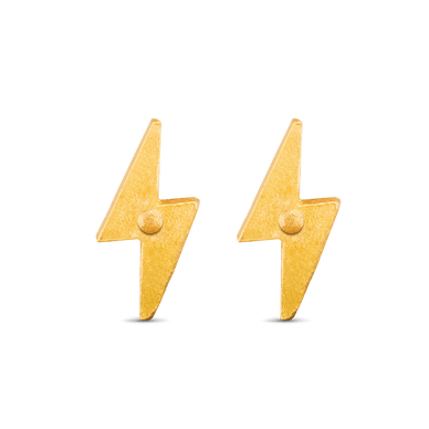 Lightning Bolt Stud Earrings - Gold 24k