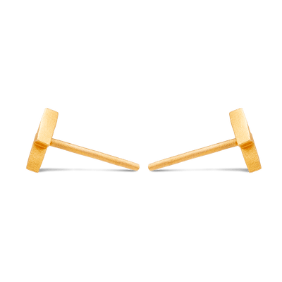 Lightning Bolt Stud Earrings - Gold 24k