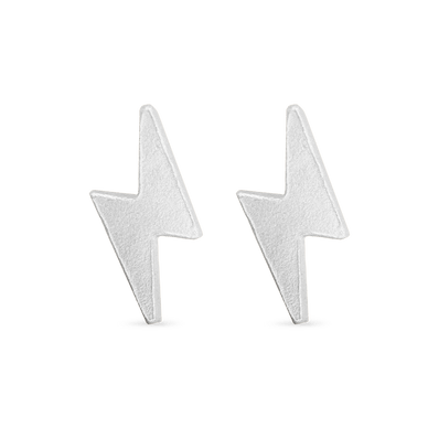 Lightning Bolt Stud Earrings - Silver
