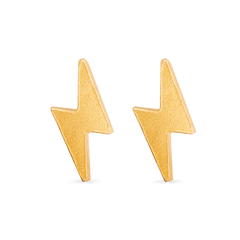 Lightning Bolt Stud Earrings - Gold 24k