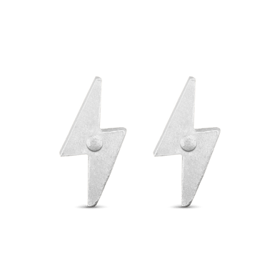 Lightning Bolt Stud Earrings - Silver