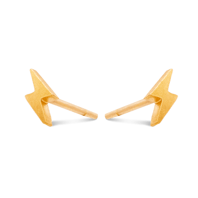 Lightning Bolt Stud Earrings - Gold 24k