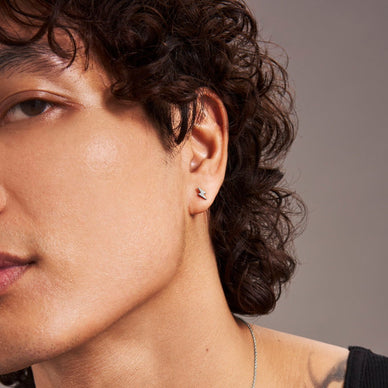 Lightning Bolt Stud Earrings - Silver