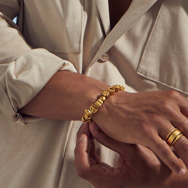 Liquid Metal Bead Charm - Gold 14k