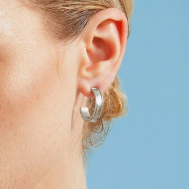 Liquid Metal Hoop Earrings - Silver