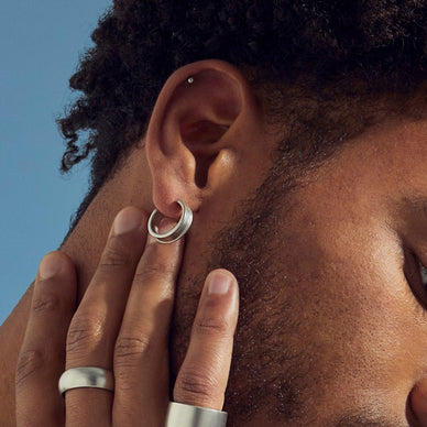 Liquid Metal Hoop Earrings - Silver