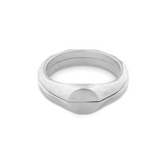 Liquid Metal Signet Ring Set - Platinum