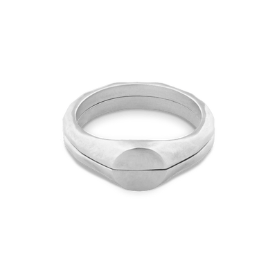 Liquid Metal Signet Ring Set - Platinum