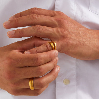 Liquid Metal Signet Ring Set - Gold 9k