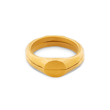 Liquid Metal Signet Ring Set - Gold 9k