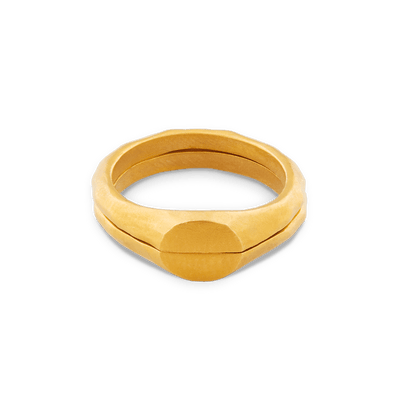 Liquid Metal Signet Ring Set - Gold 18k