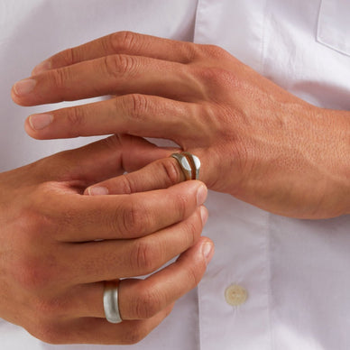 Liquid Metal Signet Ring Set - Silver