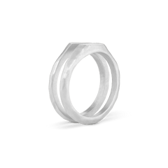 Liquid Metal Signet Ring Set - Platinum