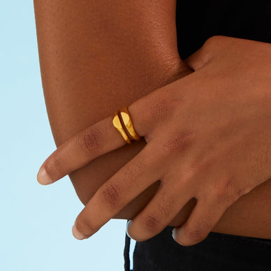 Liquid Metal Signet Ring Set - Gold 9k