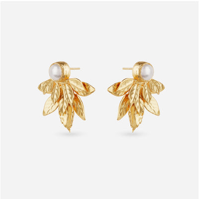 Majorca Pearl Leaf Earrings