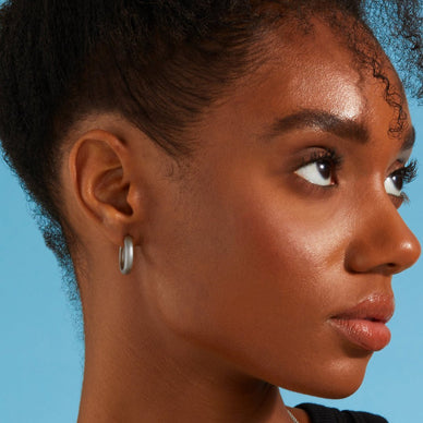 Medium Dome Hoop Earrings - Platinum