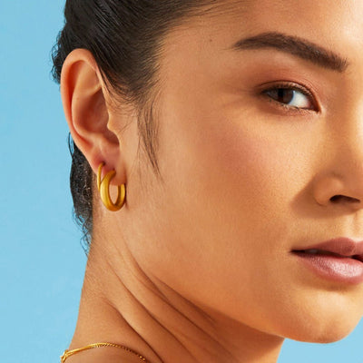 Medium Dome Hoop Earrings - Gold 18k