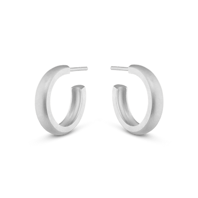 Medium Dome Hoop Earrings - Platinum