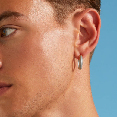 Medium Dome Hoop Earrings - Platinum