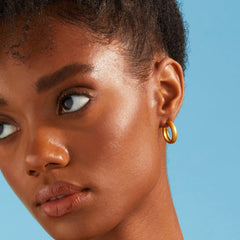 Medium Dome Hoop Earrings - Gold 18k