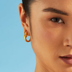 Medium Dome Hoop Earrings - Gold 18k