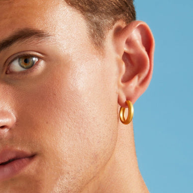 Medium Dome Hoop Earrings - Gold 18k