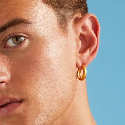 Medium Dome Hoop Earrings - Gold 18k