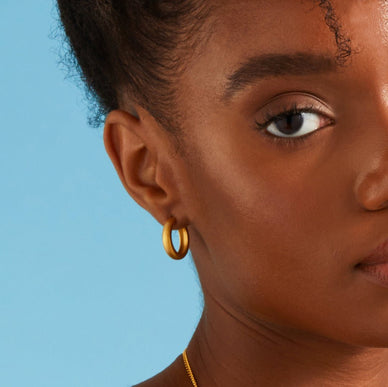 Medium Dome Hoop Earrings - Gold 18k