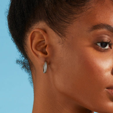 Medium Dome Hoop Earrings - Platinum