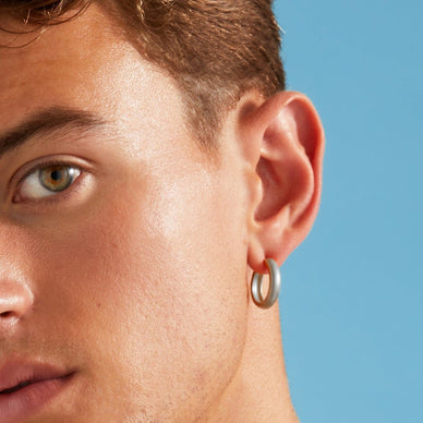 Medium Dome Hoop Earrings - Platinum