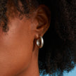 Medium Dome Hoop Earrings - Platinum