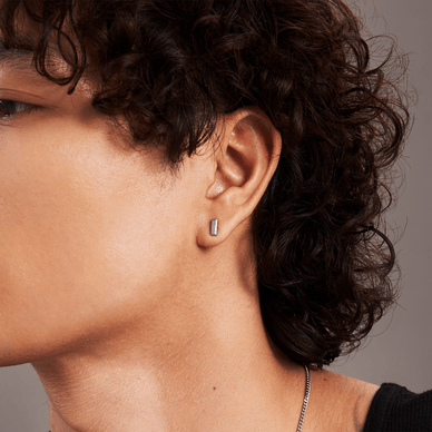 Mini Bullion Bar Stud Earrings - Platinum