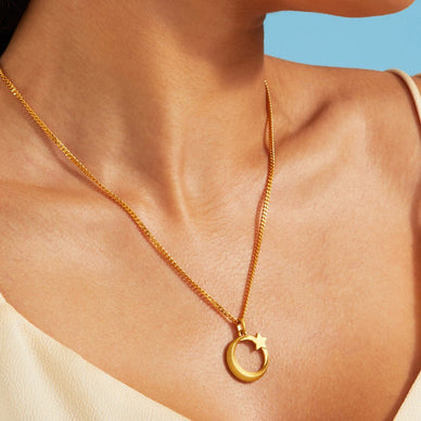 Moon And Star Pendant - Gold 18k