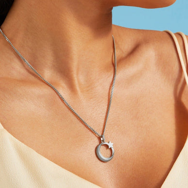 Moon And Star Pendant - Platinum