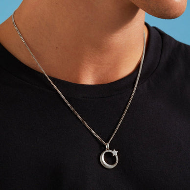 Moon And Star Pendant - Platinum