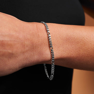 Narrow Figaro Chain Bracelet - Platinum