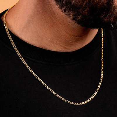 Narrow Figaro Chain Necklace - Gold 18k