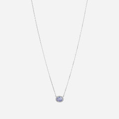 Oval Halo Sapphire Pendant Necklace - Colour D/VVS