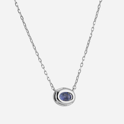 Oval Halo Sapphire Pendant Necklace - Colour D/VVS