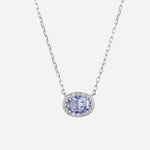 Oval halo sapphire pendant necklace - colour d/vvs