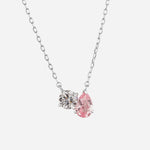 Pear sapphire and round diamond pendant necklace - colour d/vvs