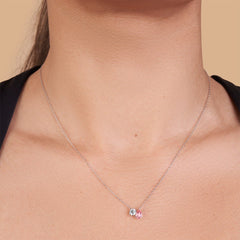 Pear Sapphire and Round Diamond Pendant Necklace - Colour D/VVS