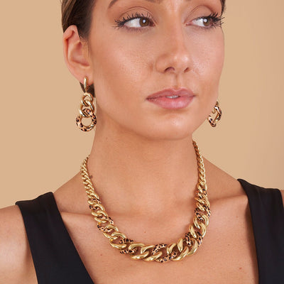 Reversible Leopard Link Chain Necklace