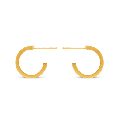 Small Flat Edge Hoop Earrings - Gold 24k