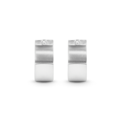 Small Flat Edge Hoop Earrings - Silver