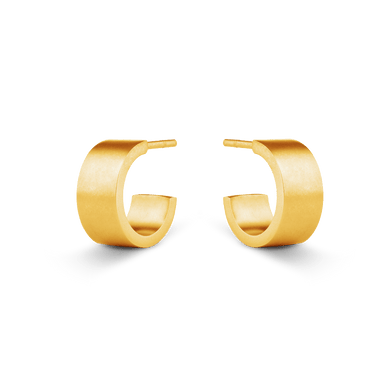 Small Flat Edge Hoop Earrings - Gold 24k