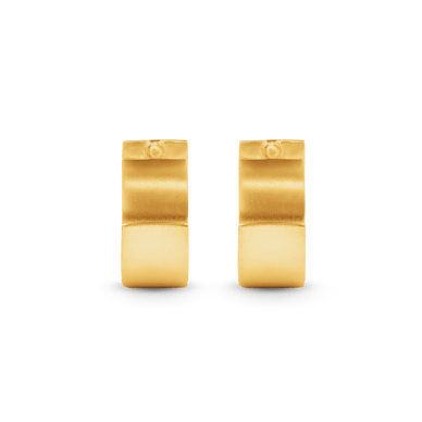 Small Flat Edge Hoop Earrings - Gold 24k